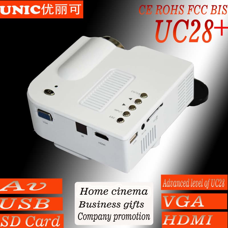 Cheapest mini projector UC28_ with AV USB SD VGA HDMI
